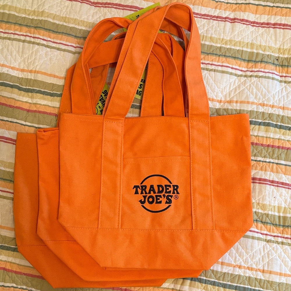 Traders Joes orange tote bag NWT